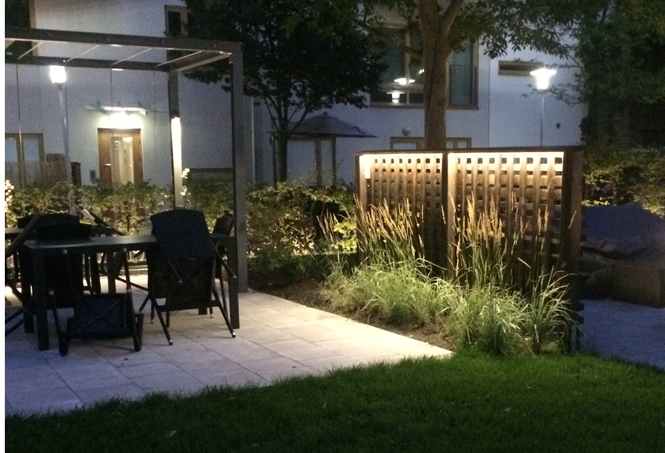 Picture of a illuminated garden fence